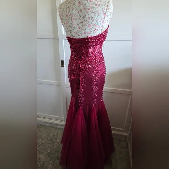 Phila Sofia Elegant RED Strapless Evening Gown Size 10 - Picture 9 of 14